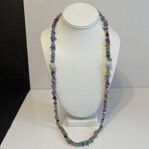 Vintage Multi Colour “Jade Garden” Chip Necklace With Carved Jade Balls